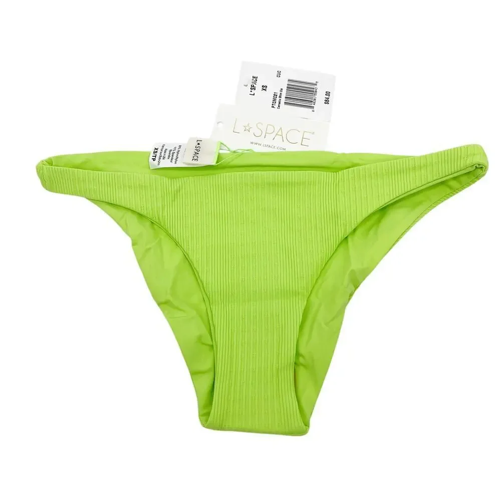 L*Space The Camacho Low RIse Bikini Bottoms Cucumber Green Size XS NEW with Tags